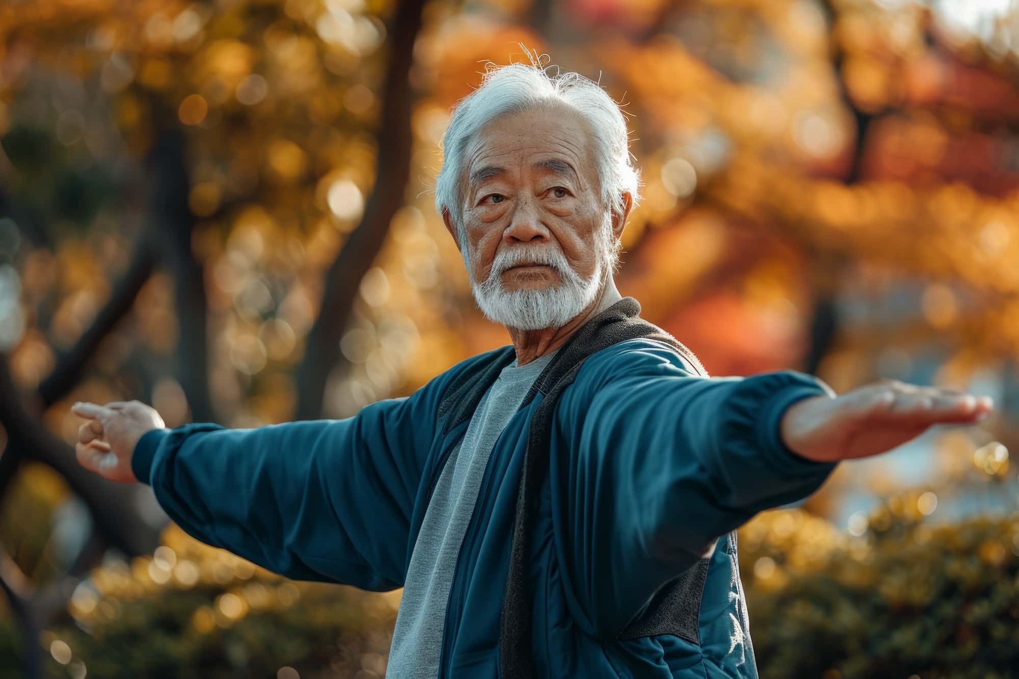 senior man exercise outside in the park.